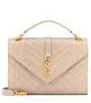 Saint Laurent Envelope Medium Quilted Textured-leather Shoulder Bag In Beige