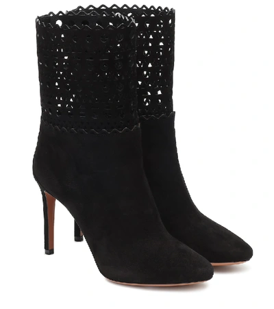 Alaïa Suede Ankle Boots In Black