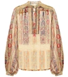 ETRO PRINTED KEYHOLE SILK BLOUSE,P00493443