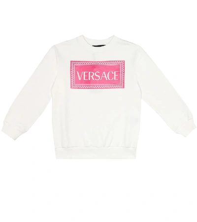 Versace Kids' Logo棉质针织运动衫 In White