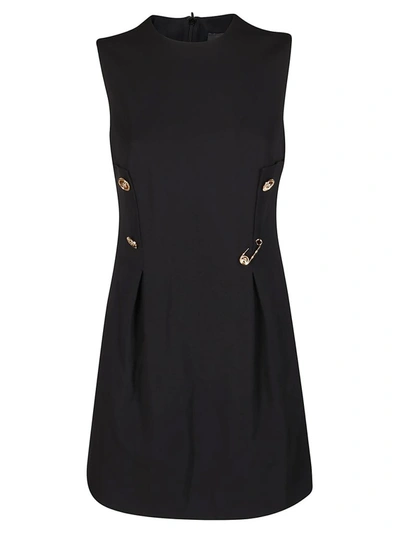 Versace Safety Pin Detail Mini Dress In Black,gold