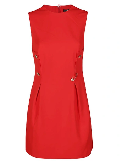 Versace Buttoned Safety-pin Dress In Red