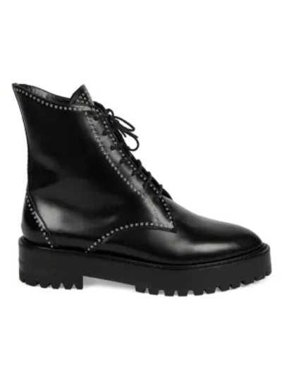Alaïa Grommet Leather Combat Boots In Noir
