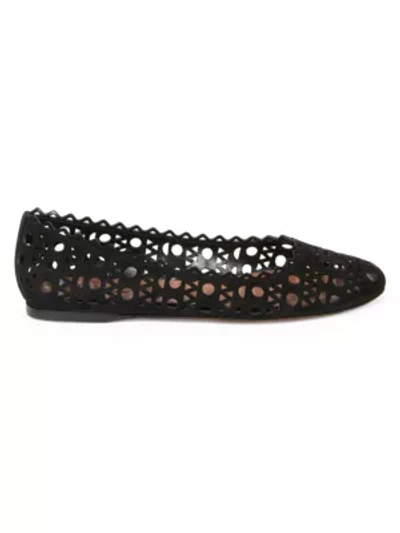 Alaïa Laser-cut Studded Ballet Flats In Black