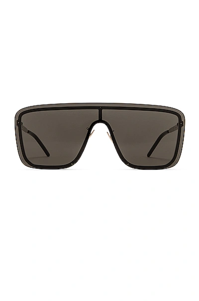 Saint Laurent Mask Ace Shield Sunglasses In Shiny Black