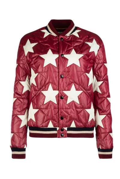 Saint Laurent Star Quilted Bomber Jacket In Red