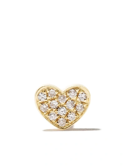 As29 18kt Yellow Gold Miami Heart Diamond Stud Earrings