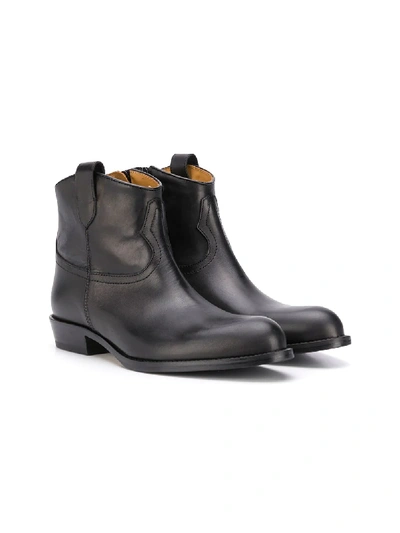 Gallucci Teen Plain Slip-on Ankle Boots In Black