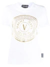 VERSACE JEANS COUTURE GOLD FOIL V-EMBLEM PRINT T-SHIRT