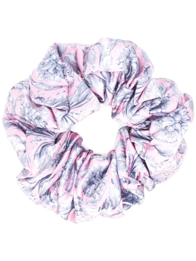 Versace Barocco Print Scrunchie In Pink