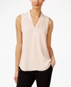 Calvin Klein V-neck Sleeveless Blouse In Blush