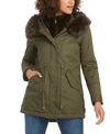 French Connection Hooded Faux-fur-trim Down Parka, Created For Macy's In Loden