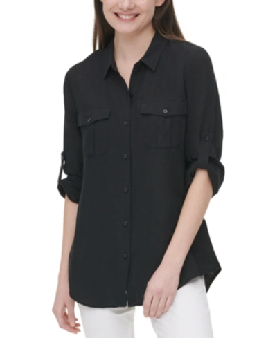 Calvin Klein Button-up Shirt In Black