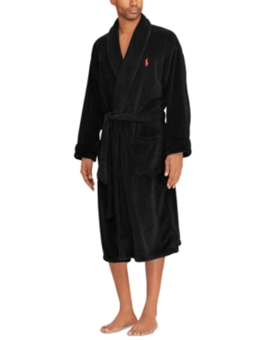 Polo Ralph Lauren Polar Fleece Plush Robe In Black