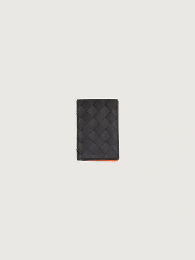Bottega Veneta Lamb Leather Woven Wallet In Black