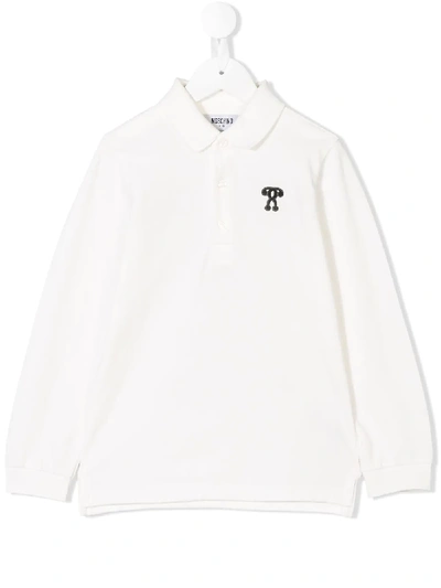 Moschino Kids' Logo Printed Polo Shirt In White
