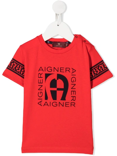 Aigner Babies' Contrast Logo T-shirt In Red