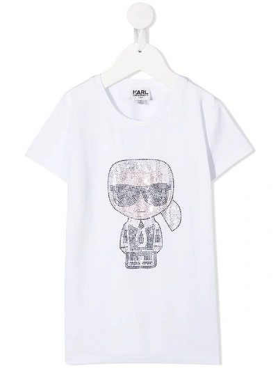 Karl Lagerfeld Teen Choupette Embellished T-shirt In White