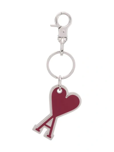 Ami Alexandre Mattiussi Heart Logo Key Holder In Silver