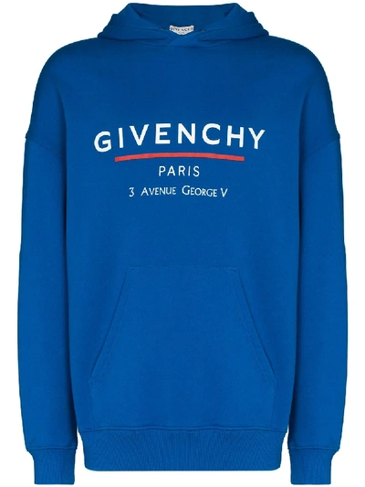 Givenchy Address Logo印花连帽衫 In Blue