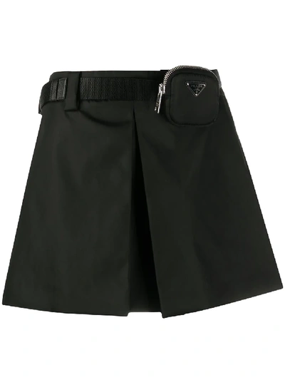 Prada Zipped Pouch Mini Skirt In Green