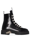 Off-white Hiking Textured-leather Ankle Boots In Black