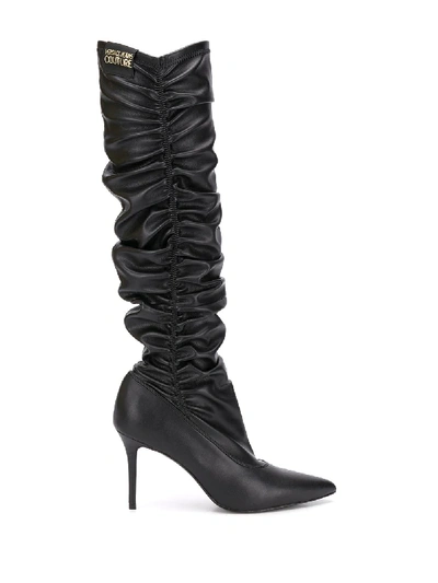 Versace Jeans Couture Curled Pointed Boots In Black
