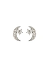 CZ BY KENNETH JAY LANE MOON AND STAR CUBIC ZIRCONIA PAVE STUD EARRINGS