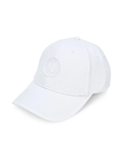 Stone Island Kids' Logo Patch Cap In White