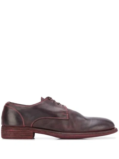 Guidi Bison Grained-leather Derby Shoes In Purple