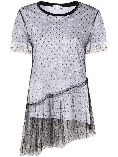 Red Valentino Point D'esprit Tulle Layer T-shirt In White