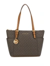 Michael Michael Kors Jet Set Monogram Logo Tote In Brown