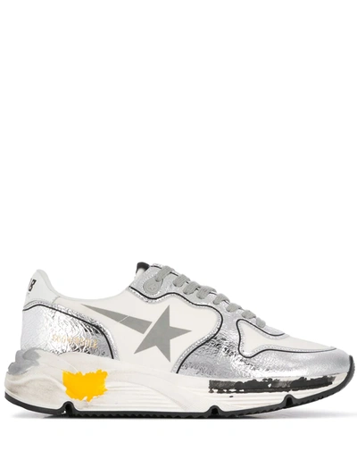 Golden Goose Running Sole Leather-trimmed Sneakers In White