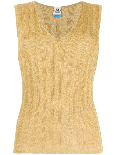 M Missoni Metallic Ribbed-knit Top In Gold