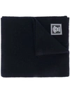 Versace Logo-patch Scarf In Blue