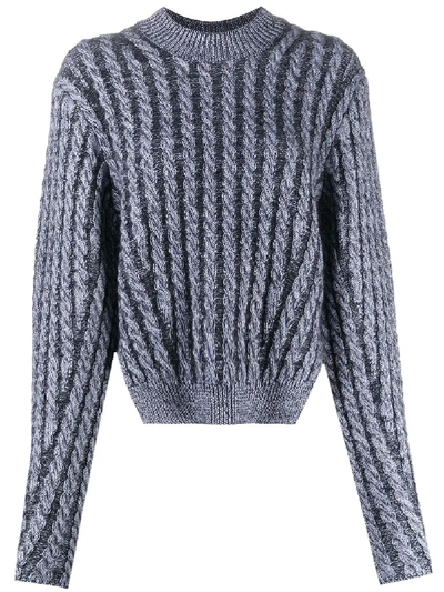Chloé Chunky Cable-knit Side-slit Wool-blend Sweater In Blue