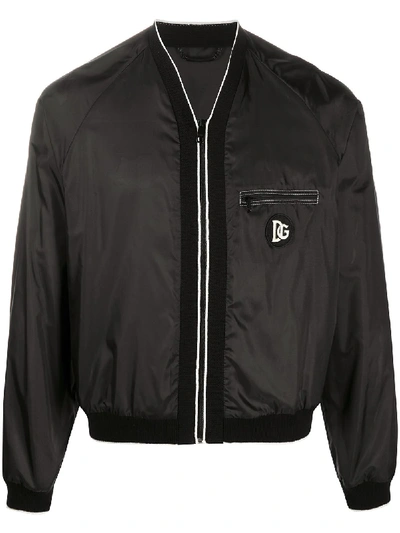 Dolce & Gabbana Contrast-trim Bomber Jacket In Black