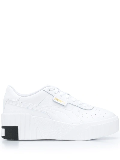 Puma Cali Wedge Lace-up Sneakers In White