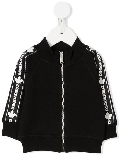 Dsquared2 Babies' Logo-tape Bomber Jacket In Black