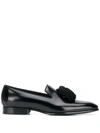 Jimmy Choo Tassels Polished Leather Loafers, Black In Black