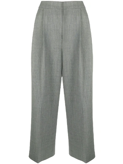 Moschino Wide-leg Cropped Trousers In Grey