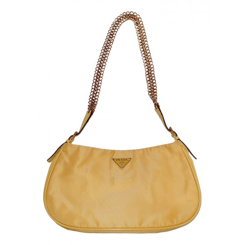 PreOwned Prada Yellow Silk Clutch Bag ModeSens