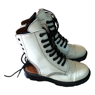 Pre-owned Jean Paul Gaultier White Patent Leather Ankle Boots