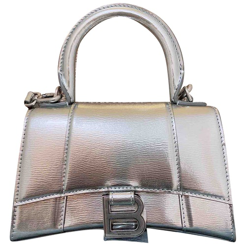 Pre-Owned Balenciaga Hourglass Silver Leather Handbag | ModeSens