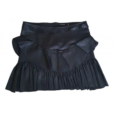 Pre-owned Isabel Marant Leather Mini Skirt In Black