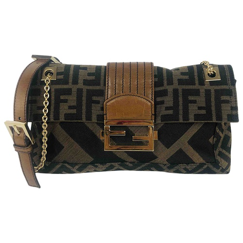 Pre-Owned Fendi Baguette Brown Cloth Handbag | ModeSens