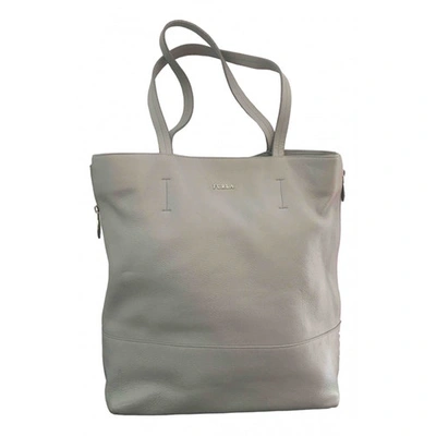 Pre-owned Furla Leather Tote In Grey