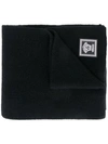 Versace Logo-patch Scarf In Black