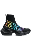 VERSACE JEANS COUTURE RAINBOW LOGO SOCK TRAINERS