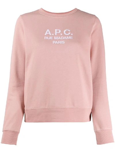 Apc Tina Embroidered Logo Cotton Sweatshirt In Pink